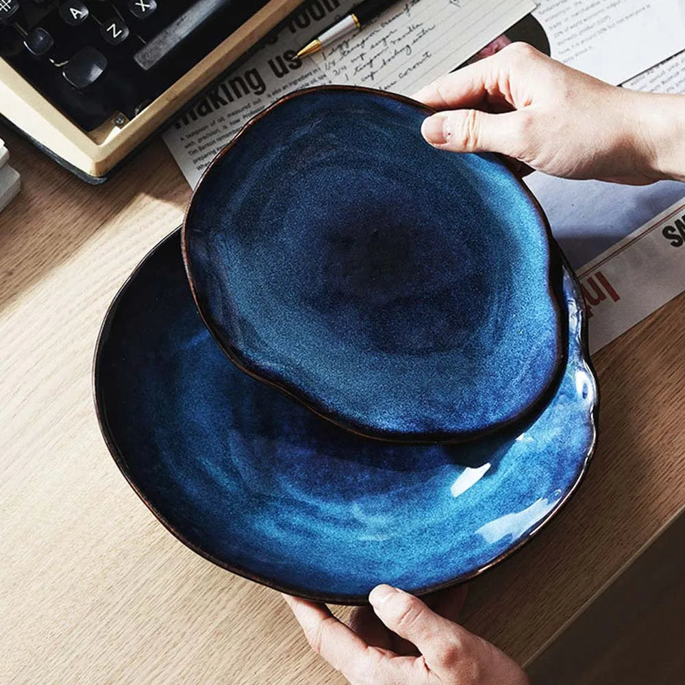 KINGLANG Nordic Keramikteller Unregelmäßig Geschirrsets Europa CE-zertifiziert Premium Qualitaet Kostenloser Versand