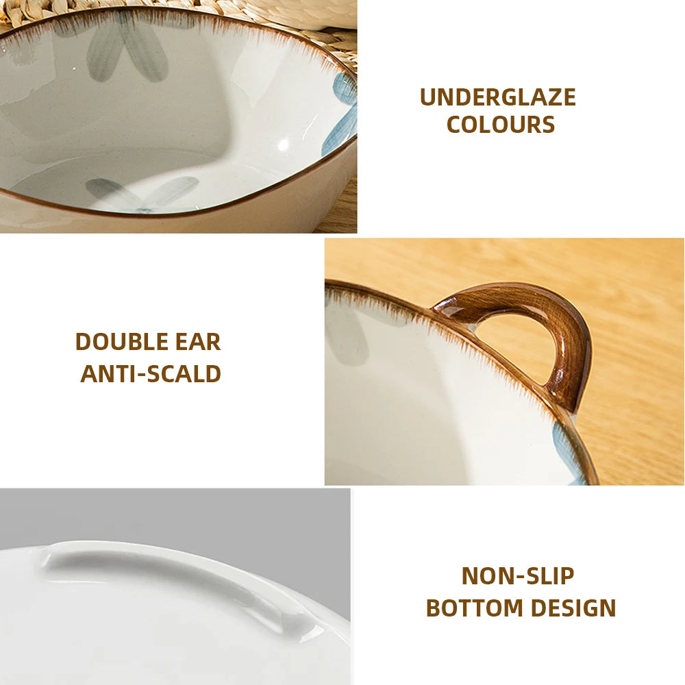 1500 ml Haushalt Nudel Schüssel Keramik Suppe Schüssel Mit Griff Salat Pasta Schüssel Küche Geschirr Mikrowelle Bakgeschirr Geschirrsets Europa CE-zertifiziert Premium Qualitaet Kostenloser Versand