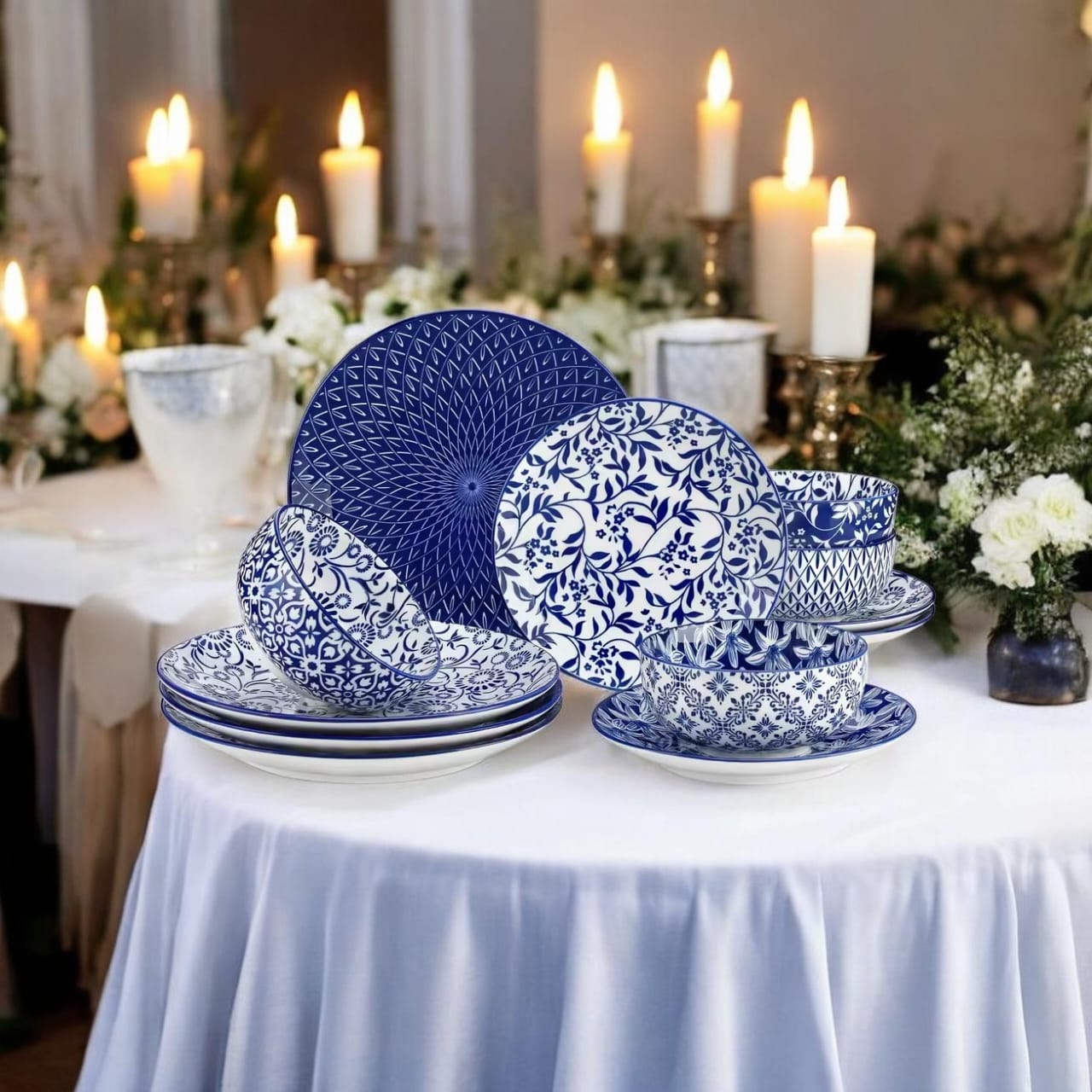 Vancasso Chinesisches Blau-Weißes Porzellan Geschirrset 12-36 Teile