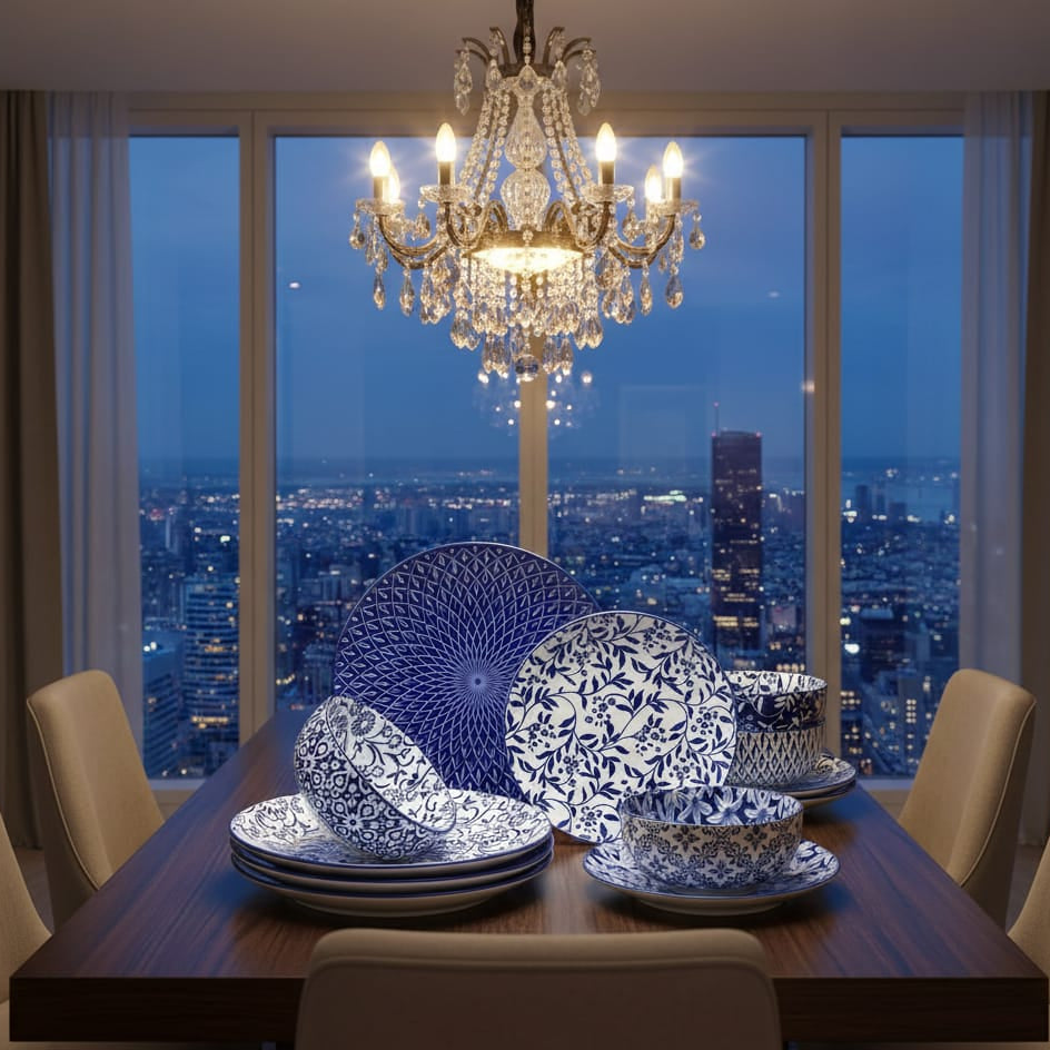 Vancasso Chinesisches Blau-Weißes Porzellan Geschirrset 12-36 Teile