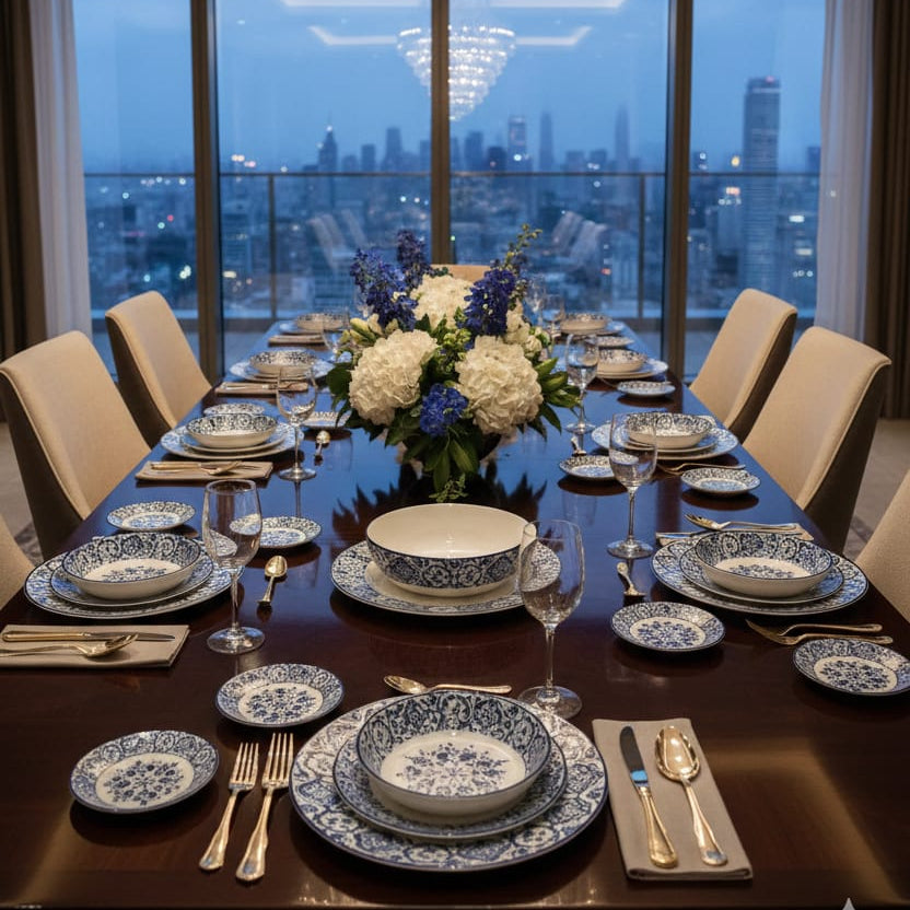 Vancasso Chinesisches Blau-Weißes Porzellan Geschirrset 12-36 Teile